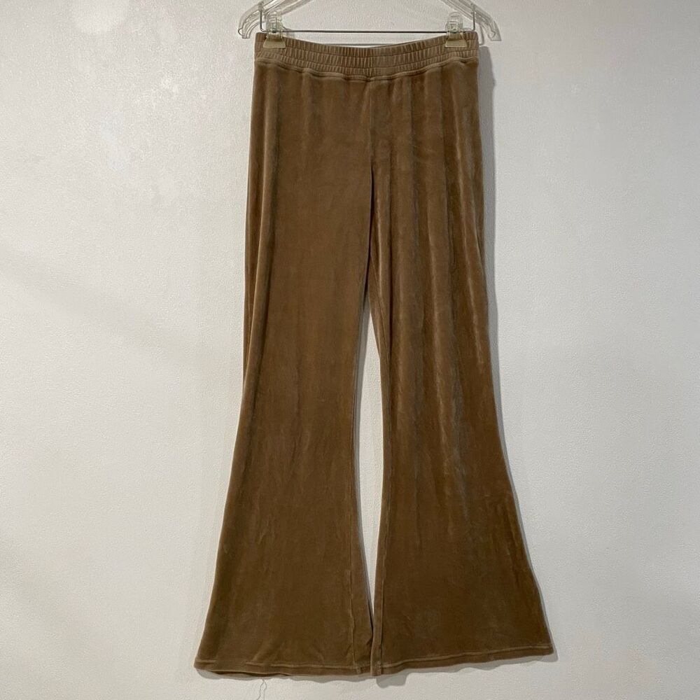 Hollister Ultra High Rise Velour Flare Pants Small Tan Y2K Lounge